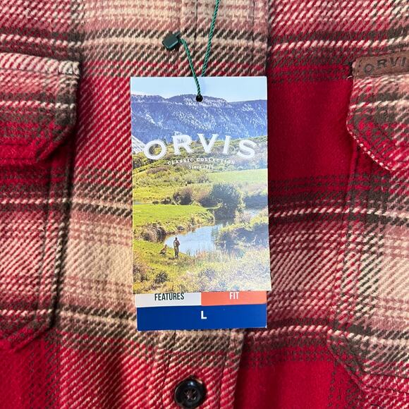 Orvis Heavyweight men’s plaid flannel button front shirt jacket shaket - Picture 10 of 11